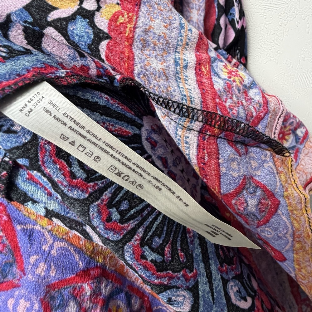 Free People Intimately XS Boho Printed Mini Dress Flowy Babydoll Gypsy - Picture 5 of 5